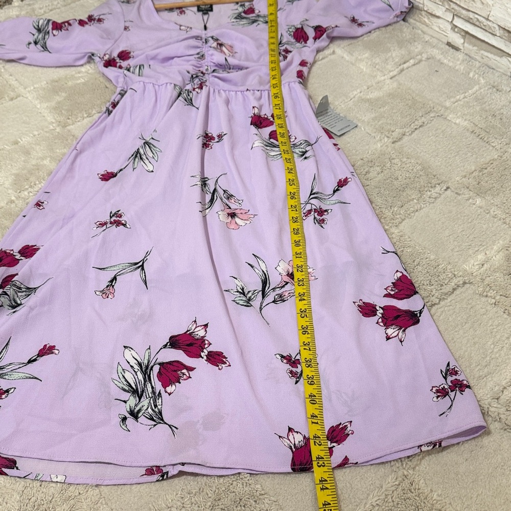 BOBEAU Lavender Floral Ruched Long Sleeve Dress - Picture 9 of 14